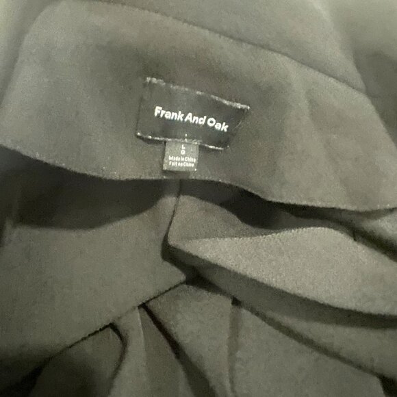 Frank & Oak Black Button Down Midi Shirt Dress Caftan Crinkle Minimalist L - Picture 7 of 8